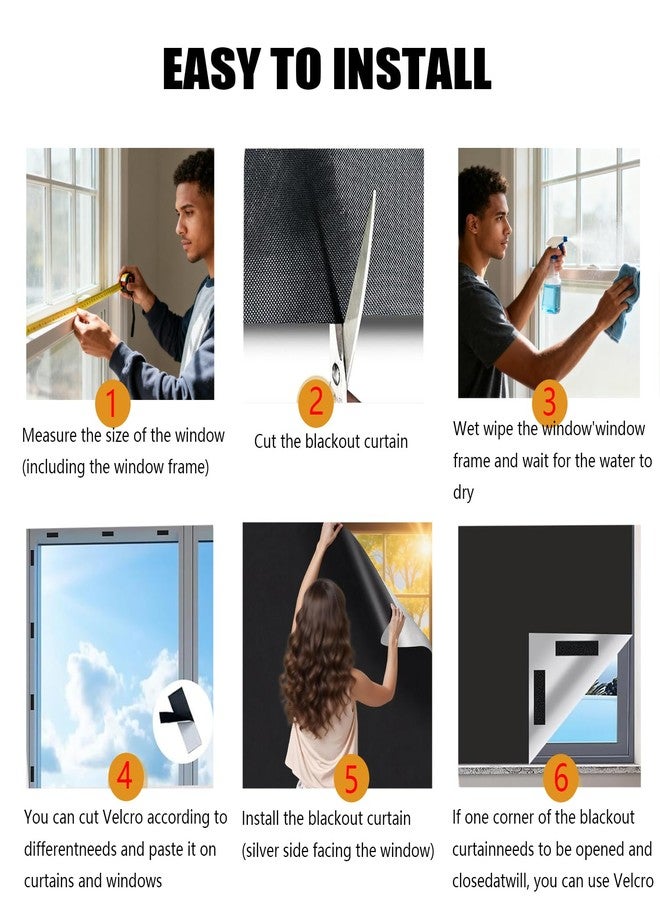 ZMD 100% Blackout Window Cover, 57x39 inch Portable Black Out Windows Blinds No Drill Blinds Cover Adhesive Portable Blackout Curtains for Bedroom Shades Baby Nursery RV Dorm Travel Office - Image 4